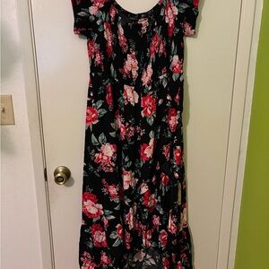 Torrid Black and Pink Floral High Low Dress